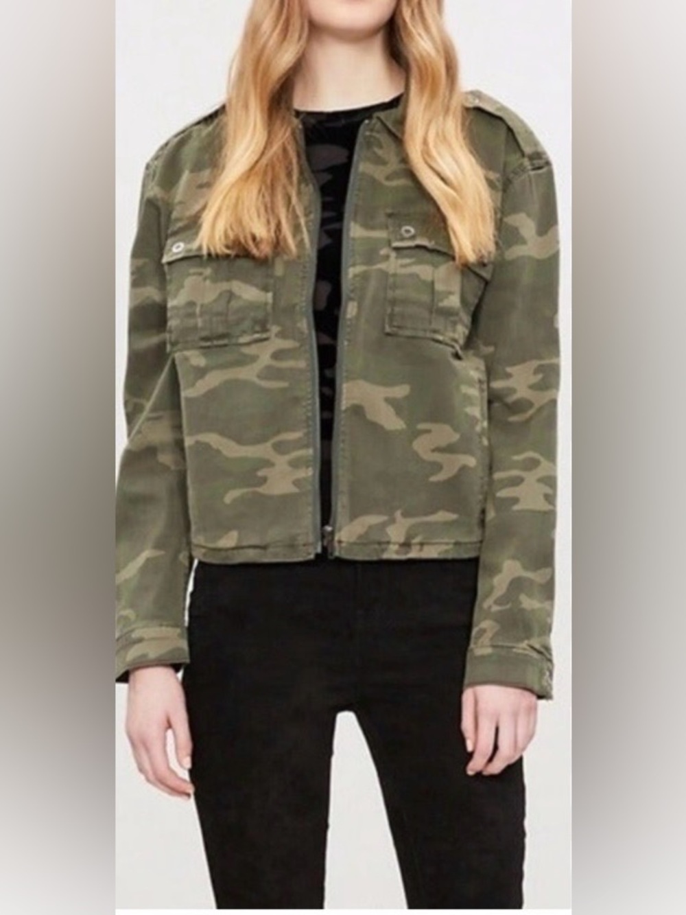 Good American Olive Camo Utility Jacket